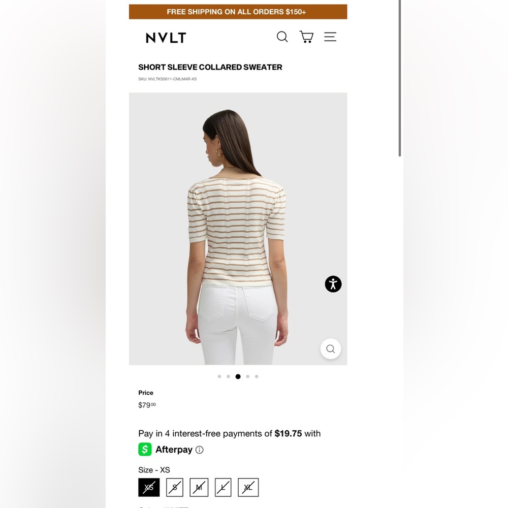 Striped Knit Top with Gold Buttons - Picture 3 of 13